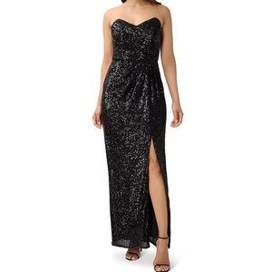 Aidan Mattox NWT - strapless, sequin black gown - size 2